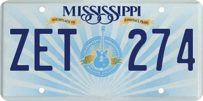 MS license plate ZET274