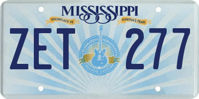 MS license plate ZET277