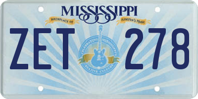 MS license plate ZET278