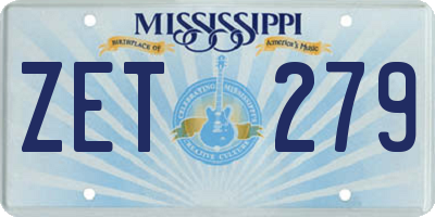 MS license plate ZET279