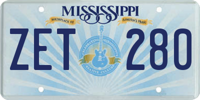 MS license plate ZET280