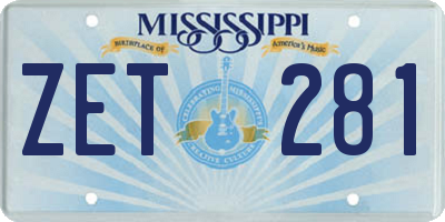 MS license plate ZET281