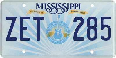 MS license plate ZET285