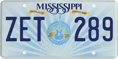 MS license plate ZET289