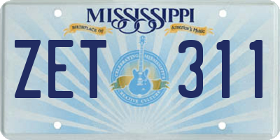 MS license plate ZET311
