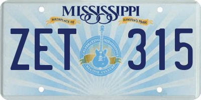 MS license plate ZET315