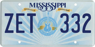 MS license plate ZET332