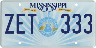 MS license plate ZET333