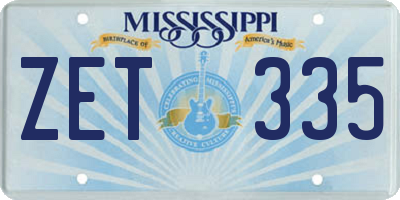 MS license plate ZET335
