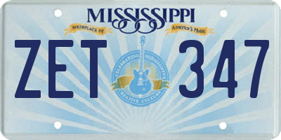 MS license plate ZET347