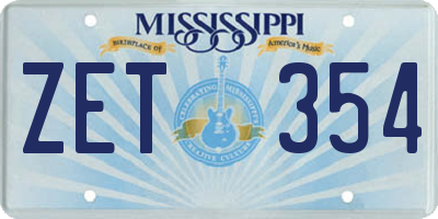 MS license plate ZET354