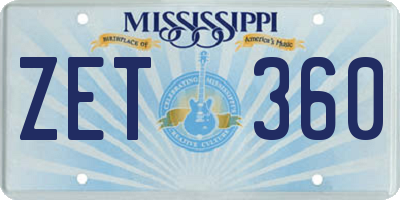 MS license plate ZET360