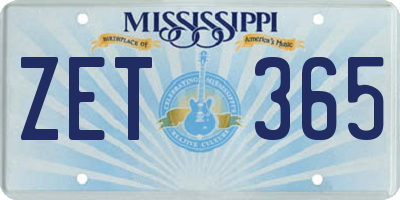 MS license plate ZET365