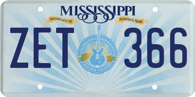 MS license plate ZET366