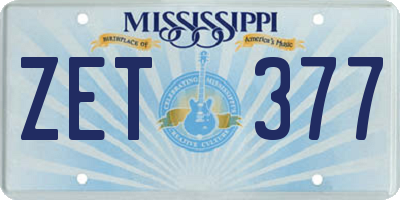 MS license plate ZET377