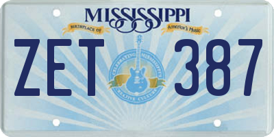 MS license plate ZET387