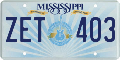 MS license plate ZET403