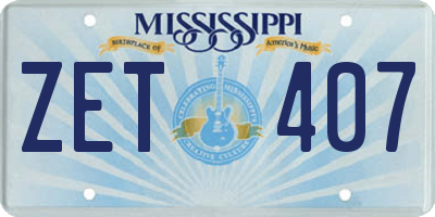 MS license plate ZET407