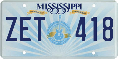 MS license plate ZET418