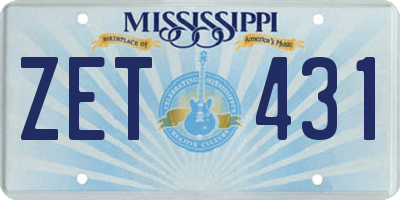 MS license plate ZET431