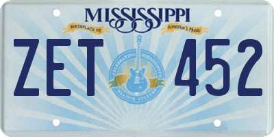 MS license plate ZET452