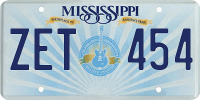 MS license plate ZET454