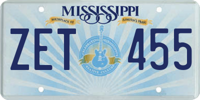 MS license plate ZET455