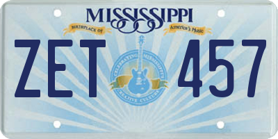 MS license plate ZET457