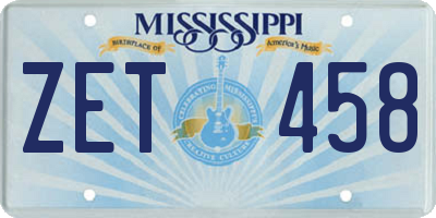MS license plate ZET458
