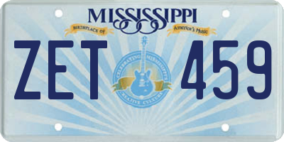 MS license plate ZET459