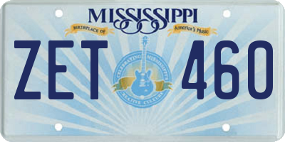 MS license plate ZET460