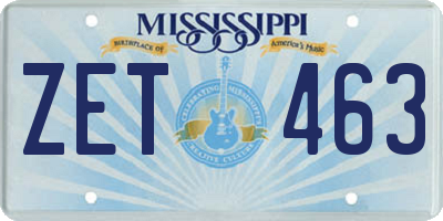 MS license plate ZET463