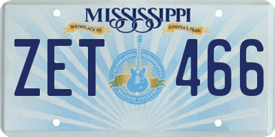 MS license plate ZET466
