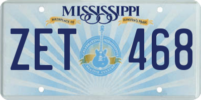 MS license plate ZET468