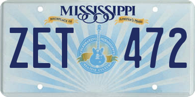 MS license plate ZET472