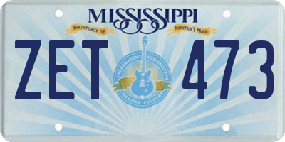 MS license plate ZET473