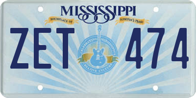 MS license plate ZET474