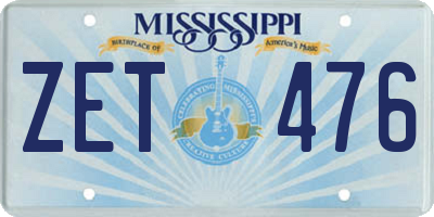 MS license plate ZET476