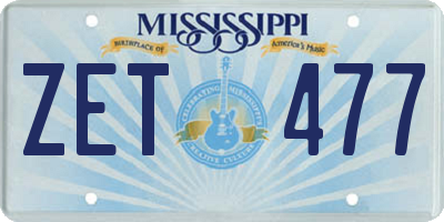 MS license plate ZET477