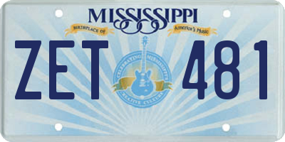MS license plate ZET481
