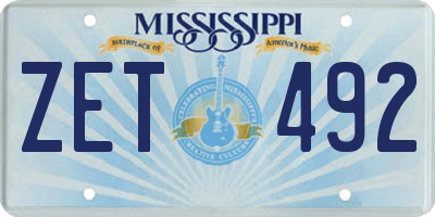 MS license plate ZET492