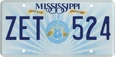 MS license plate ZET524