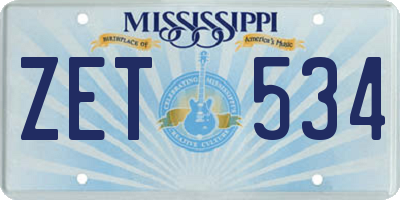 MS license plate ZET534