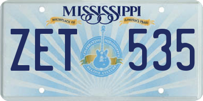 MS license plate ZET535