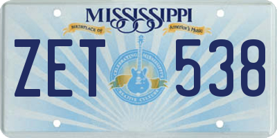 MS license plate ZET538