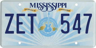 MS license plate ZET547