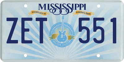 MS license plate ZET551