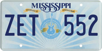 MS license plate ZET552