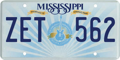 MS license plate ZET562