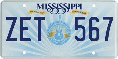 MS license plate ZET567